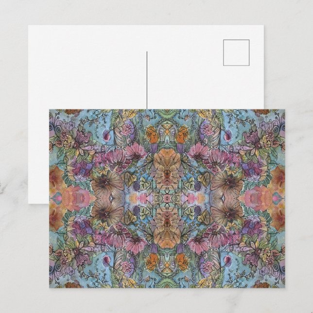 Stylish Chic Flower Garden Watercolor Painting  Postcard (Front/Back)