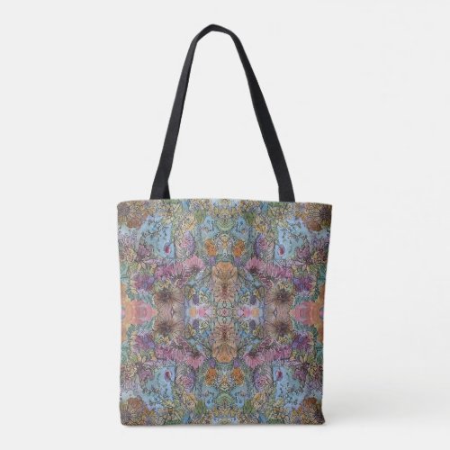 Stylish Chic Flower Garden Watercolor Painting  Tote Bag