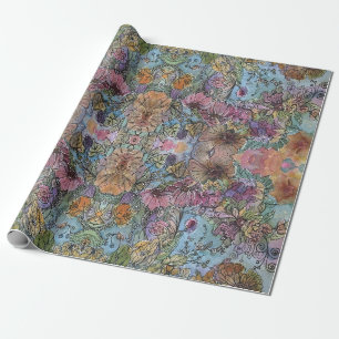 Stylish Chic Flower Garden Watercolor Painting Wrapping Paper