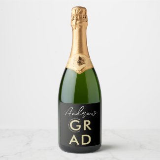 Stylish Chic Gold Black And White Grad Modern Typo