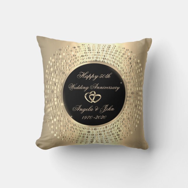 Stylish Chic Gold Dots 50th Wedding Anniversary Throw Pillow (Front)