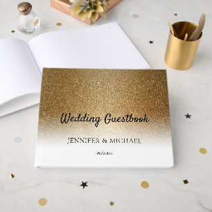 Stylish Chic gold glitter elegant Wedding Guest Book