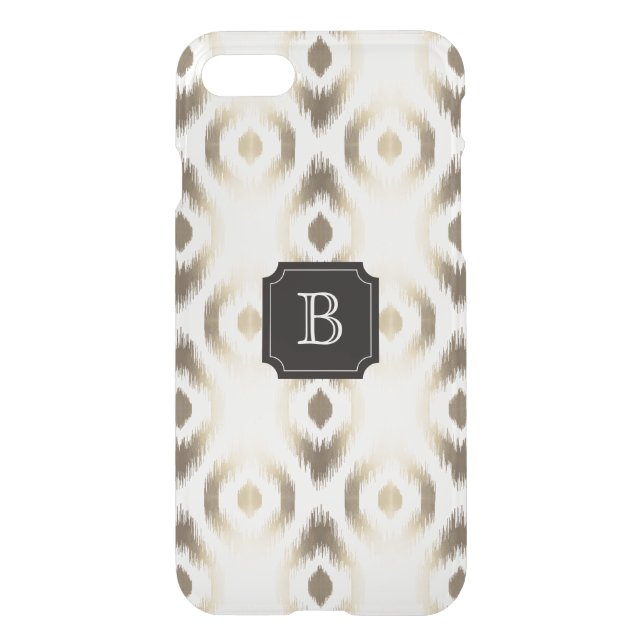 Stylish Chic Golden Diamond Ikat Pattern Monogram Uncommon iPhone Case (Back)