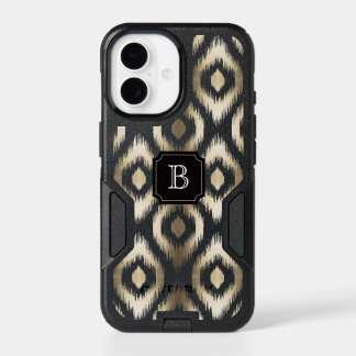 Stylish Chic Golden & Ivory Diamond Ikat Monogram iPhone 17 Case