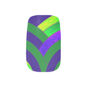 stylish chic green/blue chevron minx nail art