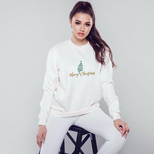 Stylish Chic Green Christmas Tree Merry Christmas Sweatshirt