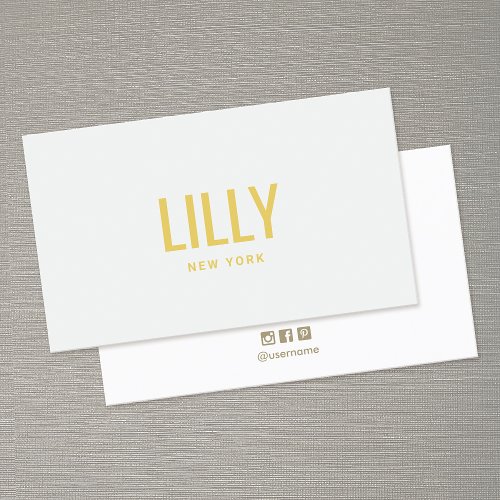 Stylish Chic Grey Yellow Typography Business Card