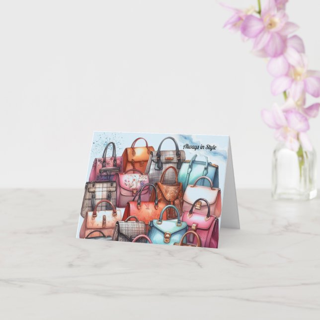 Stylish Chic Handbag Card Greeting (Orchid)