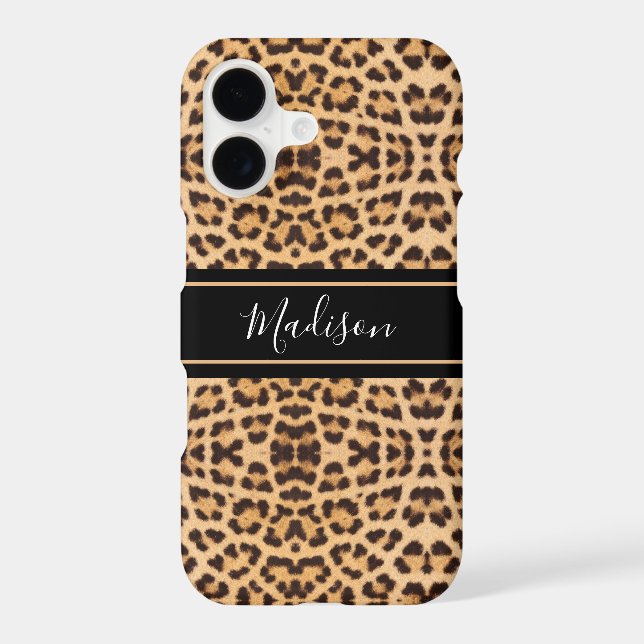 Stylish Chic Leopard Print Monogram Personalized Iphone Case (Back)