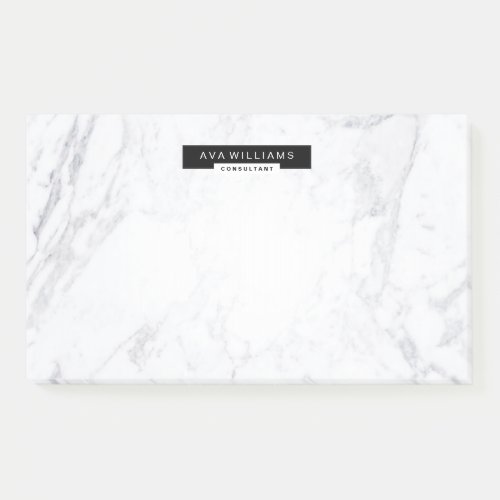 Stylish Chic Minimalist Marble Clean B  W 10x6 Post_it Notes