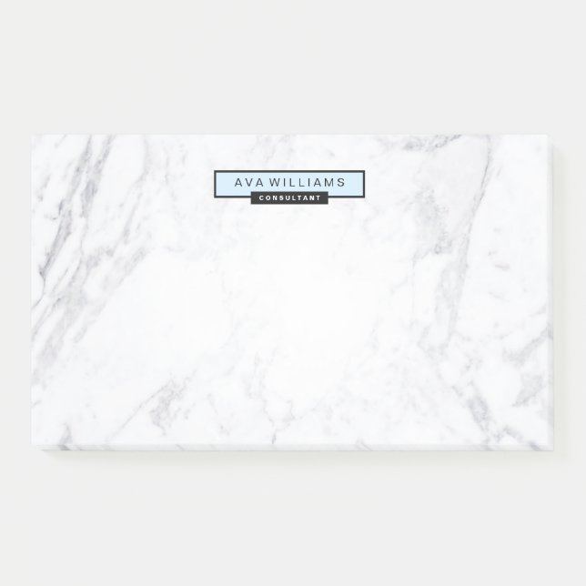 Stylish Chic Minimalist Marble Pastel Blue 10"x6" Post-it Notes (Front)