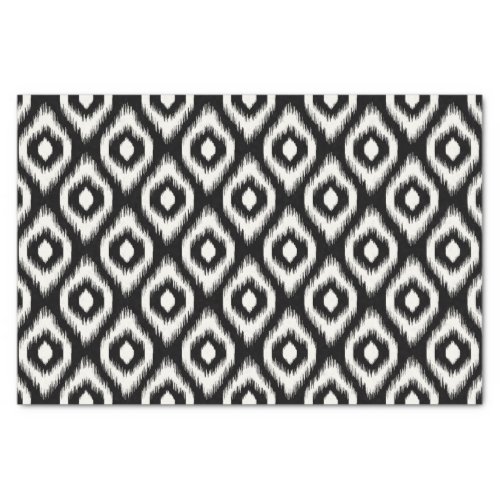 Stylish Chic Mod Black Ivory Diamond Ikat Pattern Tissue Paper