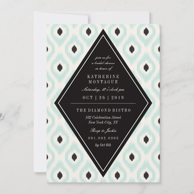 Stylish Chic Mod Diamond Ikat Ethnic Bridal Shower Invitation (Front)