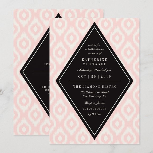Stylish Chic Mod Diamond Ikat Ethnic Bridal Shower Invitation (Front/Back)