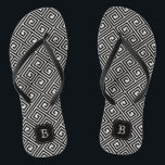 Stylish Chic Modern Black Ivory Greek Key Monogram Flip Flops<br><div class="desc">Designed by fat*fa*tin. Easy to customize with your own text,  photo or image. For custom requests,  please contact fat*fa*tin directly. Custom charges apply.

www.zazzle.com/fat_fa_tin
www.zazzle.com/color_therapy
www.zazzle.com/fatfatin_blue_knot
www.zazzle.com/fatfatin_red_knot
www.zazzle.com/fatfatin_mini_me
www.zazzle.com/fatfatin_box
www.zazzle.com/fatfatin_design
www.zazzle.com/fatfatin_ink</div>
