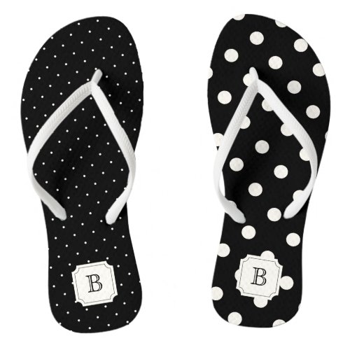 Stylish Chic Modern Ivory Polka Dots Mix Monogram Flip Flops