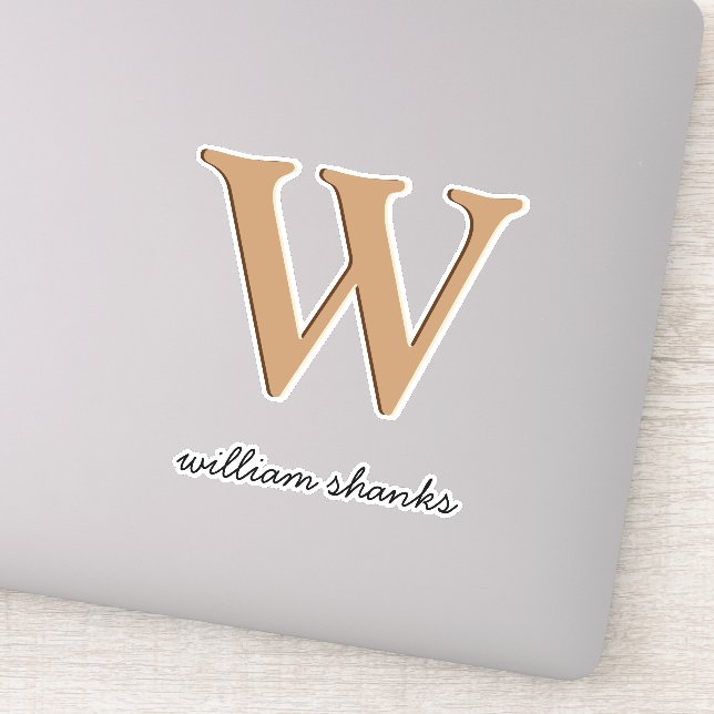 Stylish chic monogram black gold script name  sticker (Detail)