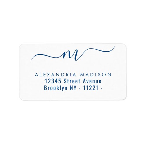 Stylish Chic Monogram Navy Blue Modern Typography Label