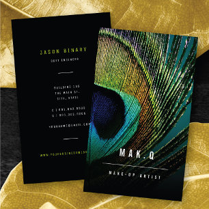 Stylish Chic Peacock Feather Photo Make-up Artist Business Card