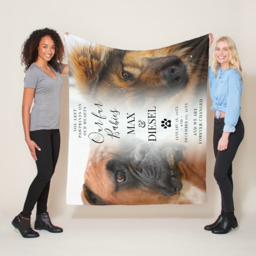 Stylish Chic Pet Memorial 2 x Photo Keepsake Fleece Blanket
