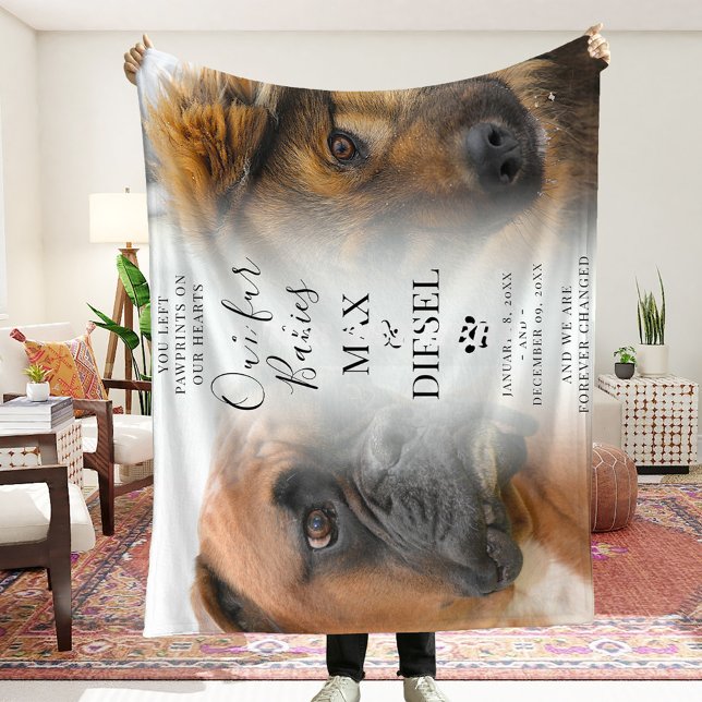Stylish Chic Pet Memorial 2 x Photo Keepsake Fleece Blanket (Creator Uploaded)