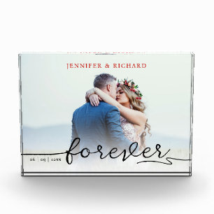 Stylish Chic Photo Memories Red And Black Script Acrylic Award