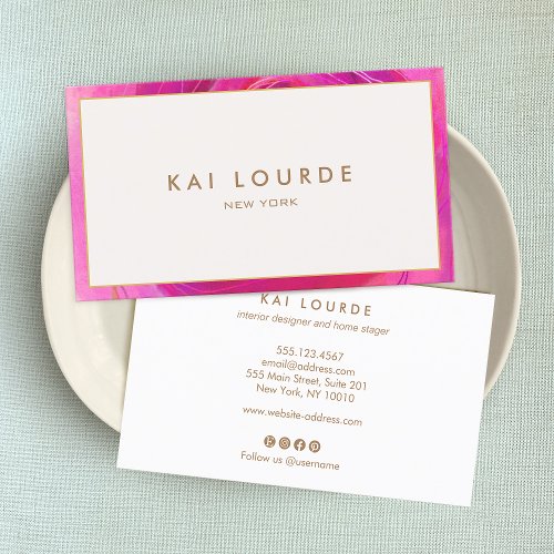 Stylish Chic Pink Abstract Business Card