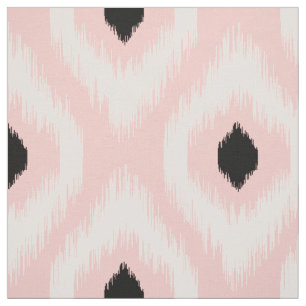 Stylish Chic Pink Black Diamond Ikat Pattern Fabric