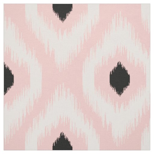 Stylish Chic Pink Black Diamond Ikat Pattern Fabric