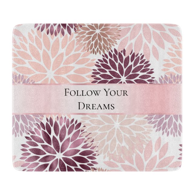 Stylish Chic Pink Floral Bridal Shower Cutting Board (Front)