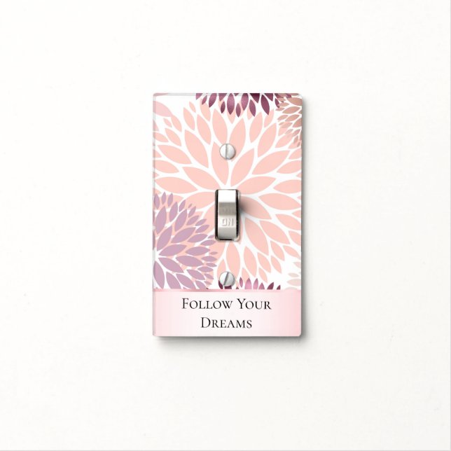 Stylish Chic Pink Floral Bridal Shower Light Switch Cover (In Situ)
