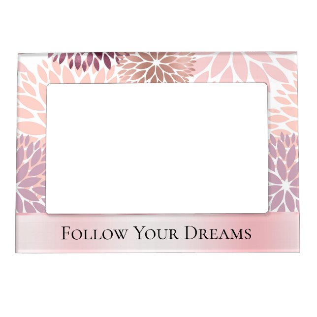 Stylish Chic Pink Floral Bridal Shower Magnetic Frame (Front)