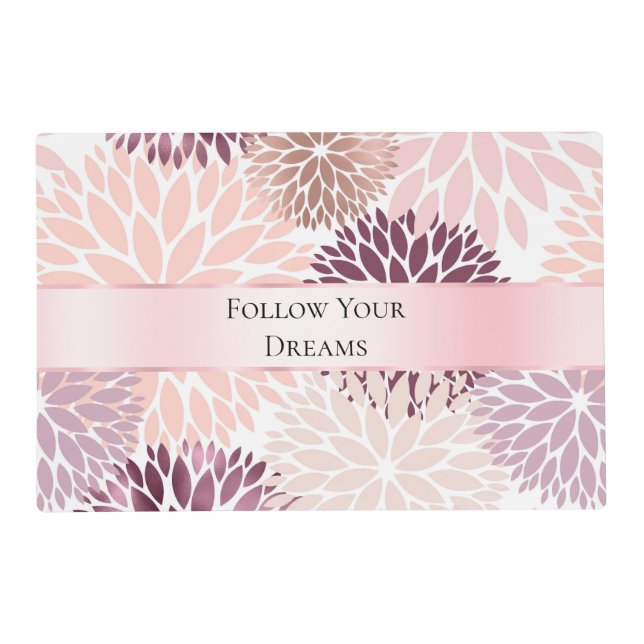 Stylish Chic Pink Floral Bridal Shower Placemat (Front)