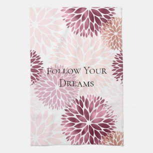 Stylish Chic Pink Floral Kitchen Towel