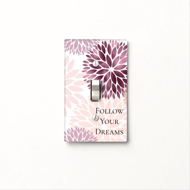 Stylish Chic Pink Floral  Light Switch Cover (In Situ)