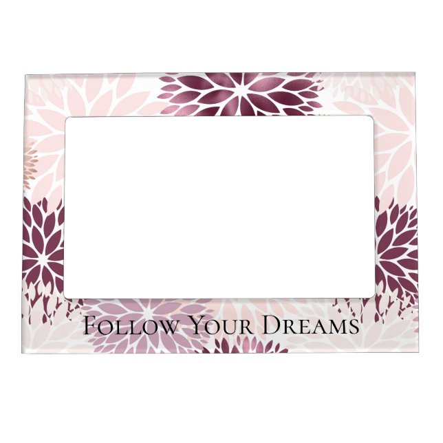 Stylish Chic Pink Floral  Magnetic Frame (Front)