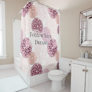 Stylish Chic Pink Floral Shower Curtain