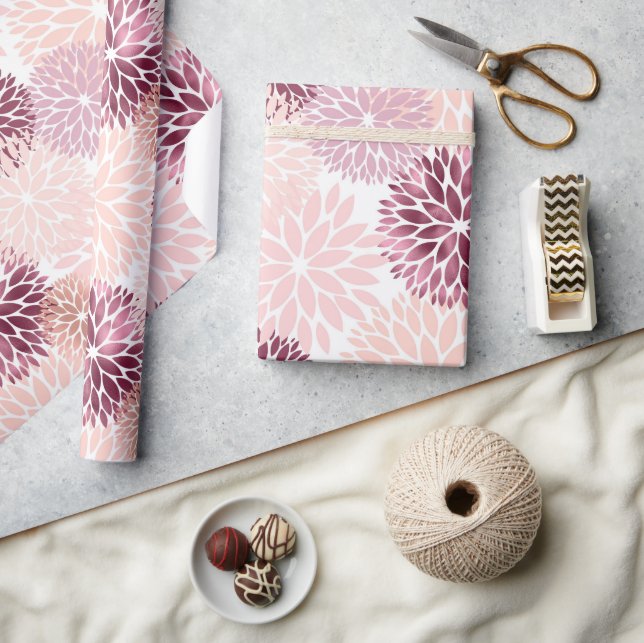 Stylish Chic Pink Floral Wrapping Paper (Crafts)