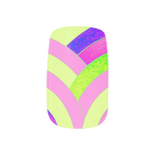 stylish chic pink/lime chevron minx nail wraps