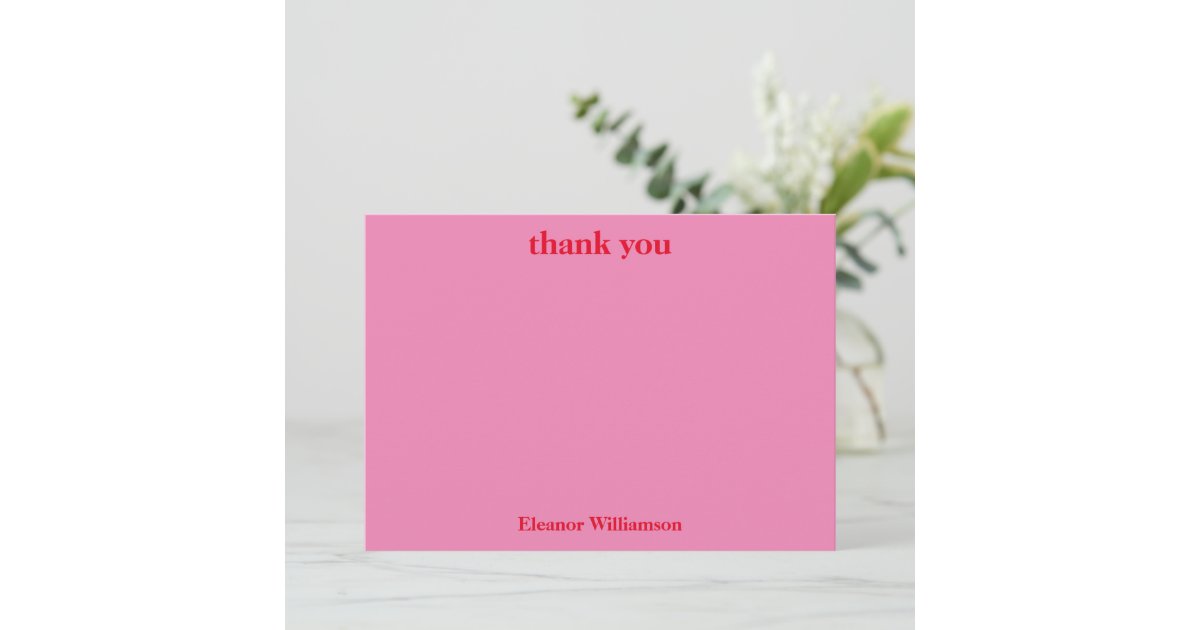 Stylish Chic Pink Red Custom Bridal Shower Thank You Card | Zazzle
