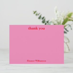 Stylish Chic Pink Red Custom Bridal Shower Thank You Card