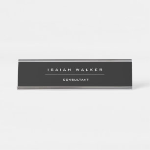 Stylish Chic Plain Unique Special Black & White Desk Name Plate