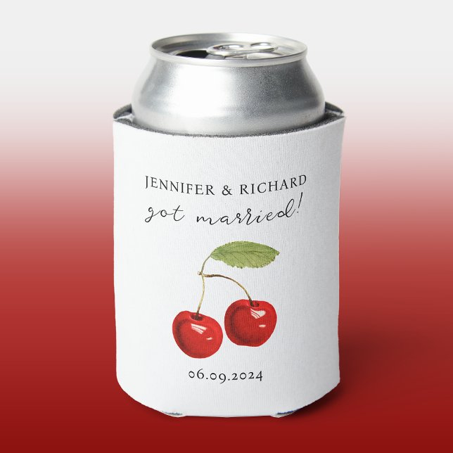 Stylish Chic Pretty Cherry Red White Wedding Favor Can Cooler (Creator Uploaded)