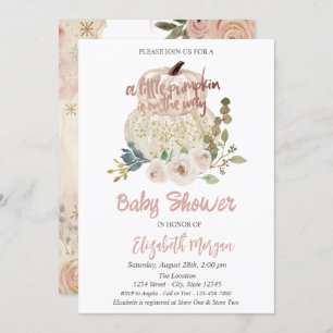 Stylish Chic Pumpkin,Flowers Baby Shower Invitation