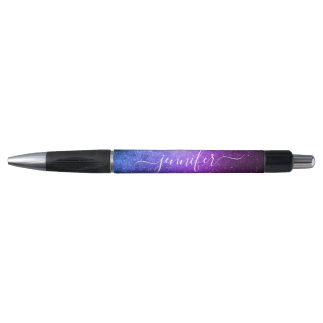 stylish chic purple glitters custom name pen (Front)