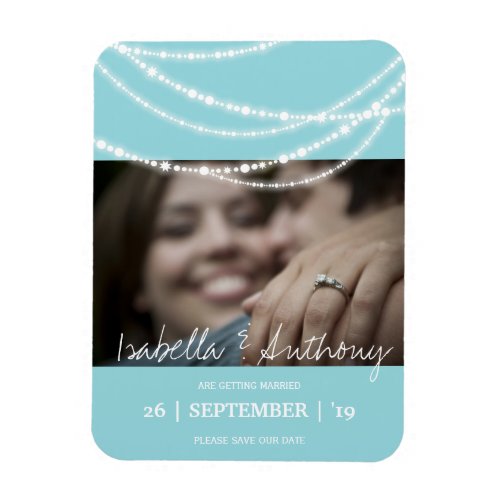 Stylish Chic Sparkling Lights Photo Save The Date Magnet