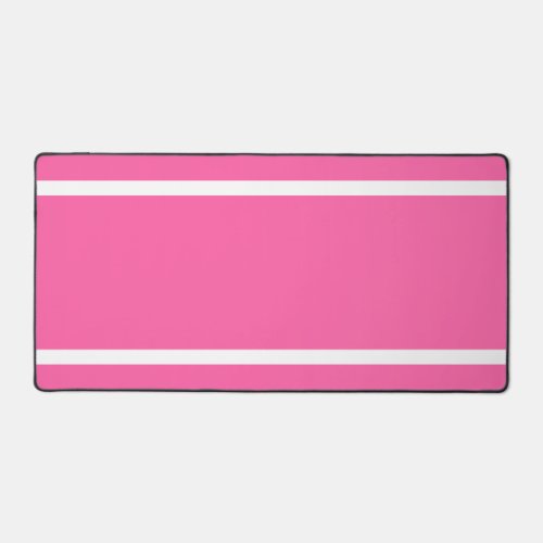 Stylish Chic Sporty Candy Pink White Edge Stripes  Desk Mat