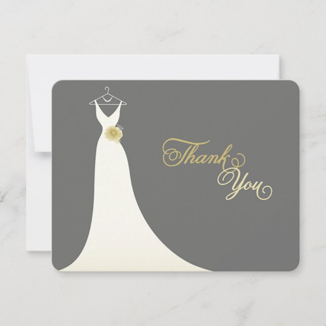 Stylish Chic Wedding Gown Bridal Shower Thank You Invitation (Front)