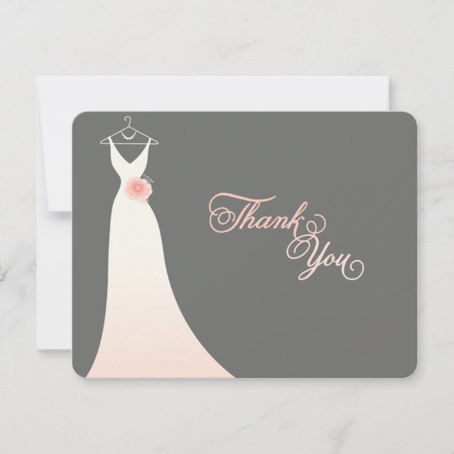 Stylish Chic Wedding Gown Bridal Shower Thank You Invitation (Front)