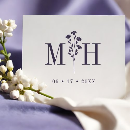 Stylish Chic Wedding Wildflowers Initials Monogram Rubber Stamp